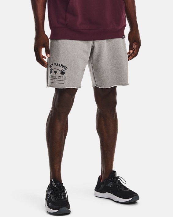 Men's Project Rock Iron Paradise Heavyweight Terry Shorts in Gray image number 4